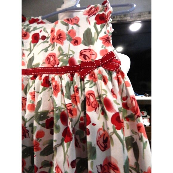 Beautiful Pumpkin Patch 24 Month Dress White wirh Red Flowers & Red Bow. - Picture 2 of 6